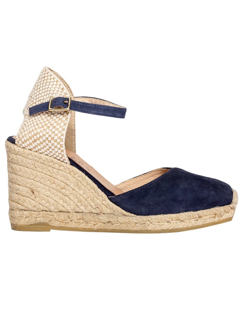 Espadrille Wedge Ankle-Strap Sandal in Navy